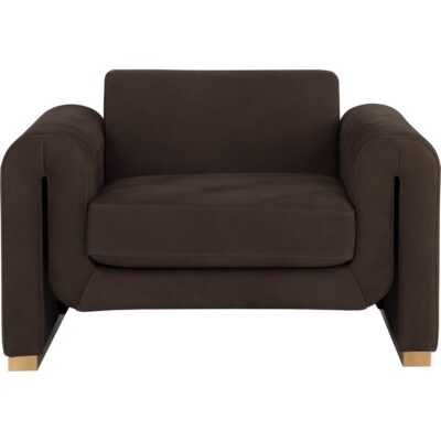 Alternative view of Romer Armchair - Brushed Gold - Nubuck Cocoa Leather