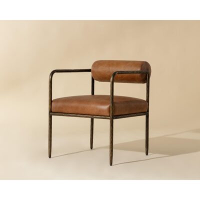 Ajani Dining Armchair - Tan Leather