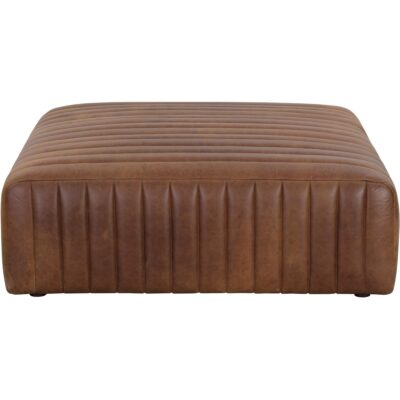 Alternative view of Lewin Ottoman - Square - Lucia Tobacco Leather