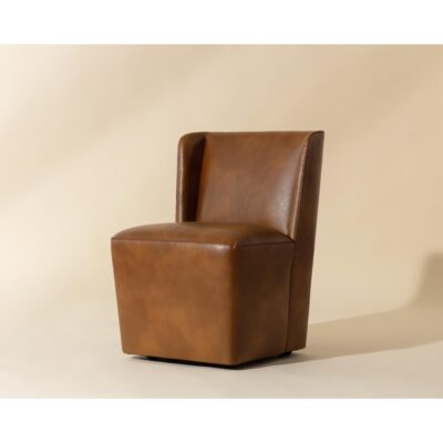 Amita Wheeled Dining Chair - Tobacco Tan