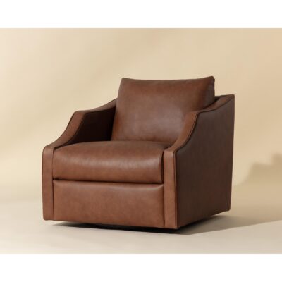 Orwell Swivel Lounge Chair - Cognac Leather