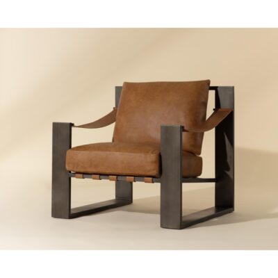 Berke Lounge Chair - Gunmetal - Tan Leather