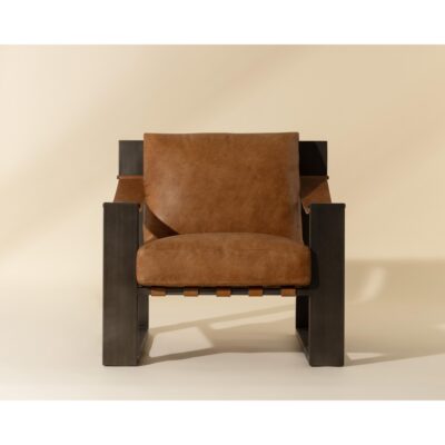 Alternative view of Berke Lounge Chair - Gunmetal - Tan Leather