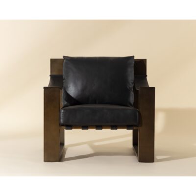 Alternative view of Berke Lounge Chair - Antique Bronze - Charcoal Black Leather