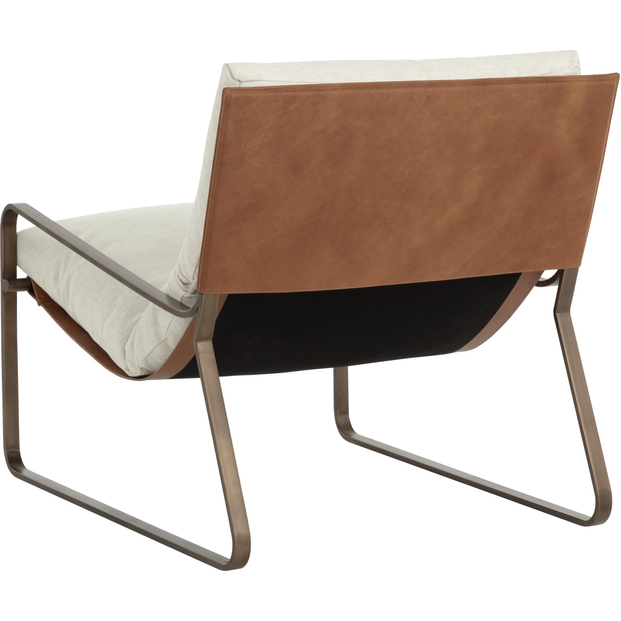 Zancor Lounge Chair - Antique Brass - Geralt Linen / Tan Leather - Image 7