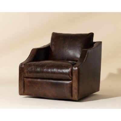 Orwell Swivel Lounge Chair - Chocolate Leather