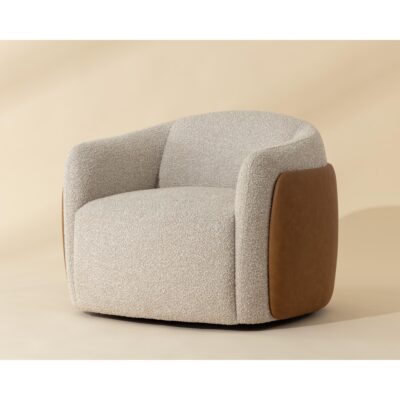 Caris Swivel Lounge Chair - Santa Cruz Oatmeal / Milliken Cognac