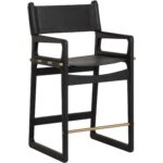 Enver Counter Stool - Carraway Black Leather