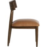 Florian Dining Chair - Chocolate - Tan Leather - Image 3