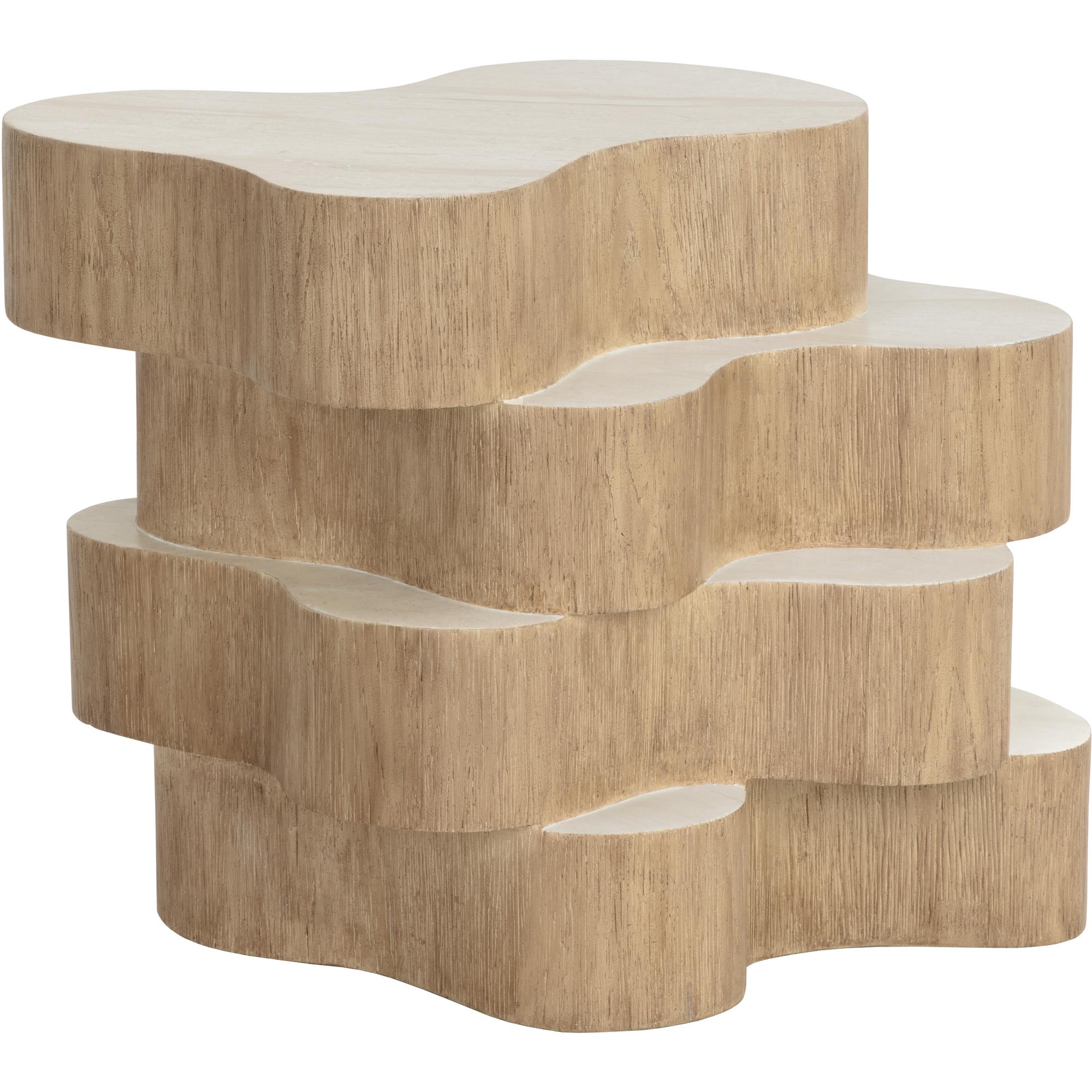 Geddes Side Table - Travertine Look - Cream - Image 2