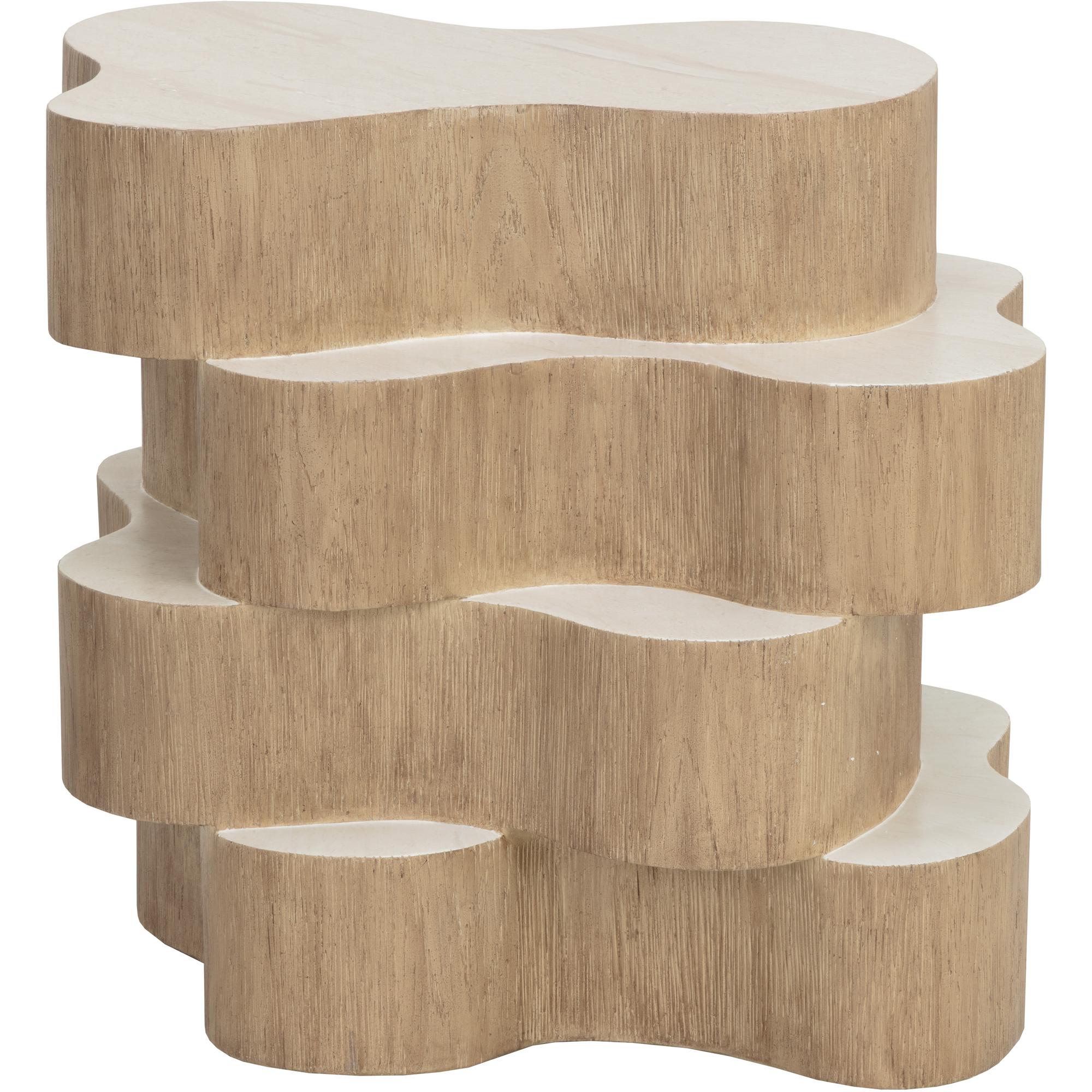 Geddes Side Table - Travertine Look - Cream - Image 3