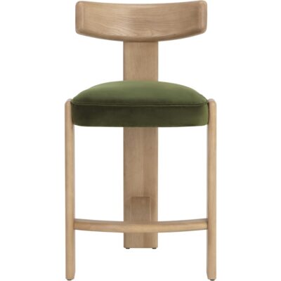 Alternative view of Horton Counter Stool - Rustic Oak - Forest Green