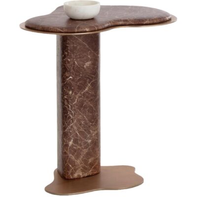 Isola End Table - Marble Look - Mocha
