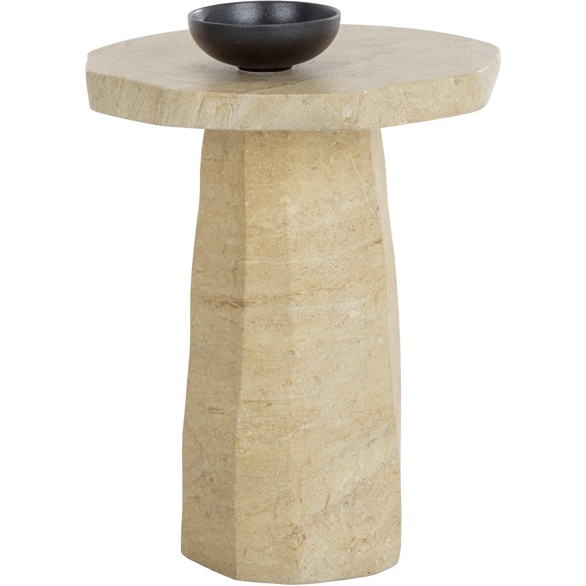 Baldur End Table - Travertine Look - Natural