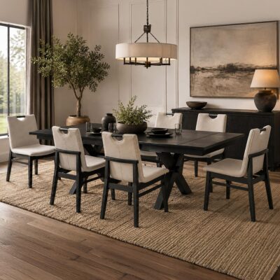 Alternative view of Argyle Dining Table with Extension, 66"-94" in Black
