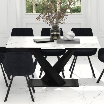 Alternative view of Julius Dining Table w/Extension in White and Black