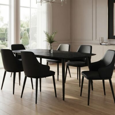 Alternative view of Phylon Dining Table with Extension, 63"-79" in Black