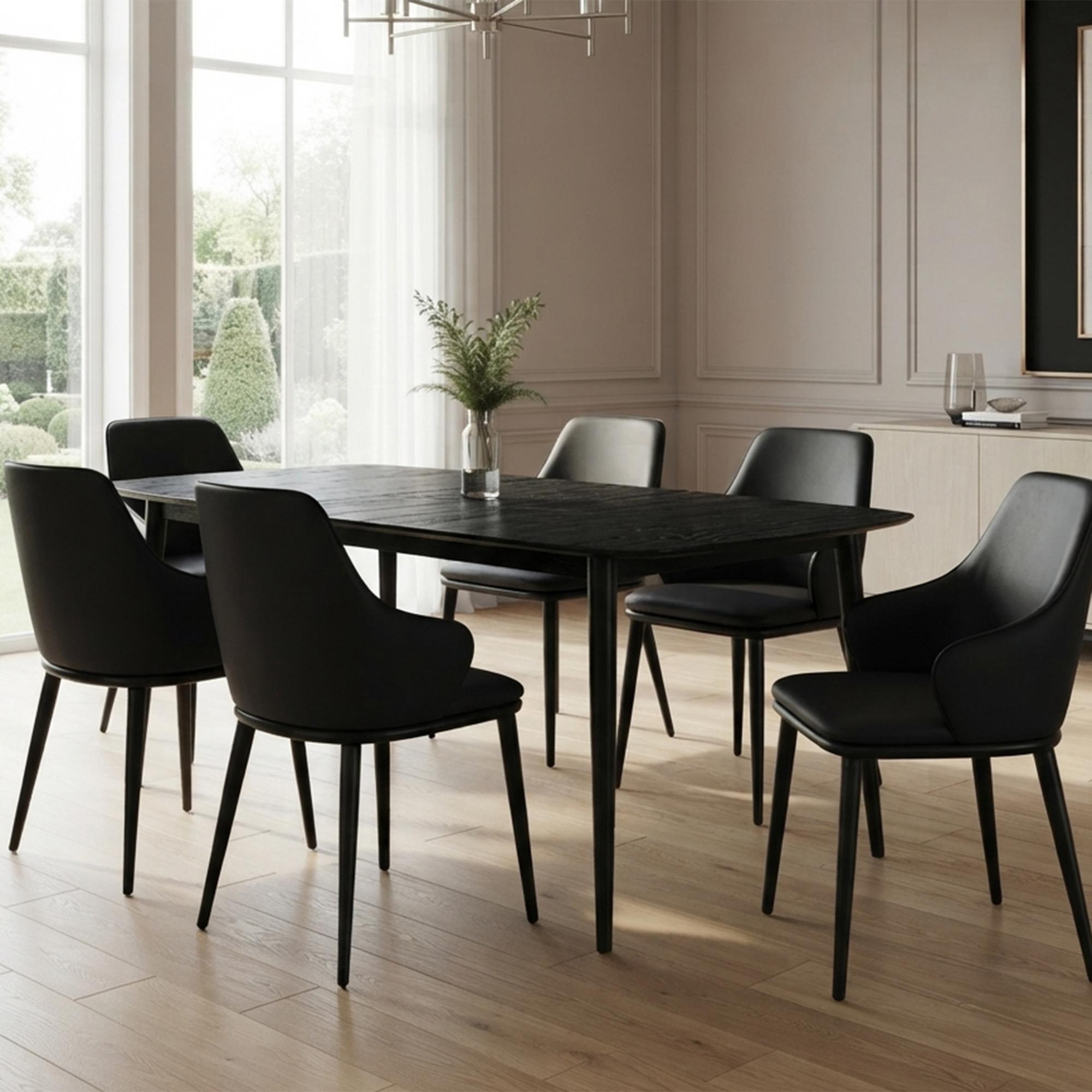 Phylon Dining Table with Extension, 63"-79" in Black - Image 2