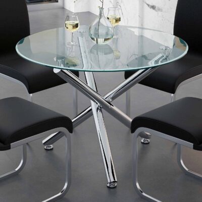 Alternative view of Solara II Round Dining Table in Chrome