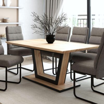 Alternative view of Forna Dining Table w/Extension in Natural and Black