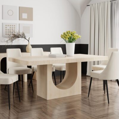 Alternative view of Aurelia Rectangular Dining Table in Travertine