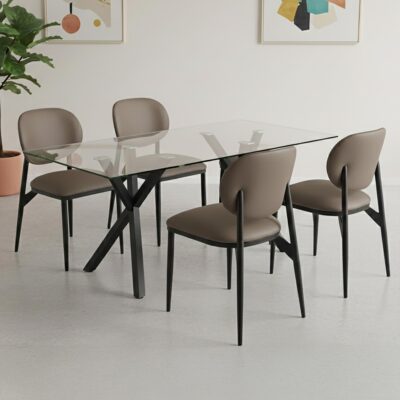 Alternative view of Gideon Dining Chair, set of 4 in Stone and Black