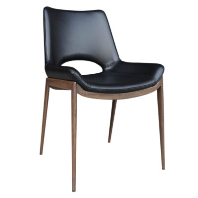 Icona Dining Chair, set of 6 in Black Seat and Walnut Legs