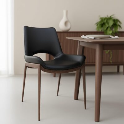 Alternative view of Icona Dining Chair, set of 6 in Black Seat and Walnut Legs