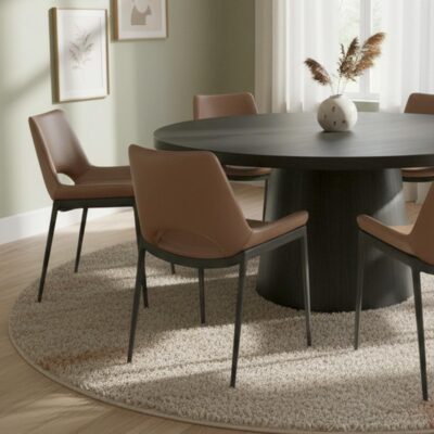 Alternative view of Icona Dining Chair, set of 6 in Saddle Seat and Black Legs