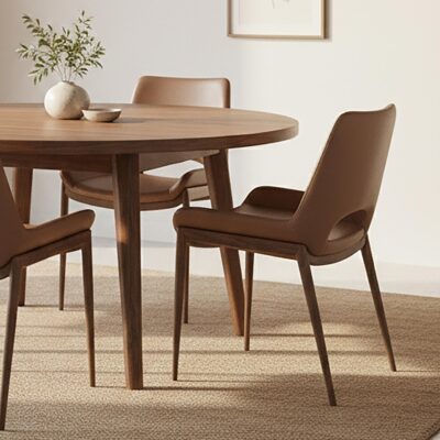 Alternative view of Icona Dining Chair, set of 6 in Saddle Seat and Walnut Legs