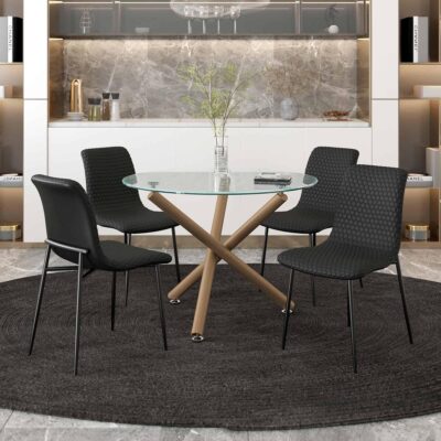 Alternative view of Brixx Dining Chair, Set of 2, in Black Faux Leather and Black