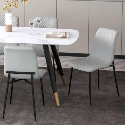 Alternative view of Brixx Dining Chair, Set of 2, in Light Grey Faux Leather and Black