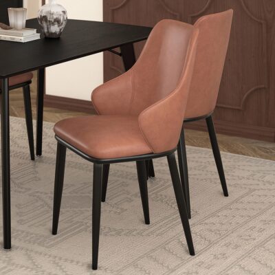 Alternative view of Kash Dining Chair, Faux Leather, Set of 2 in Saddle and Black