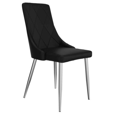 Devo Side Chair, Set of 2 in Black and Chrome