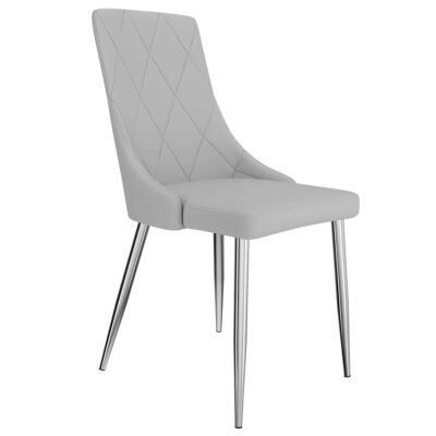 Devo Side Chair, Set of 2 in Light Grey and Chrome