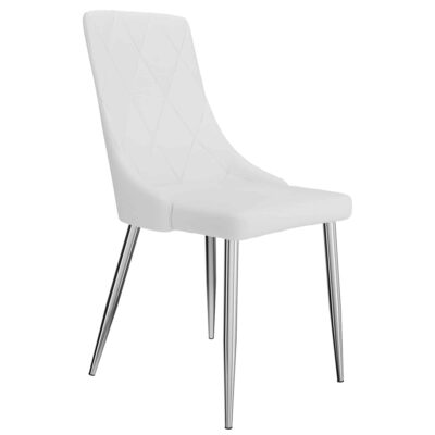 Devo Side Chair, Set of 2 in White and Chrome