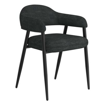Archer Dining Chair, Set of 2, in Charcoal Fabric and Black