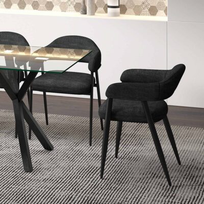 Alternative view of Archer Dining Chair, Set of 2, in Charcoal Fabric and Black