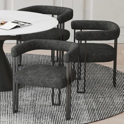 Alternative view of Scarlet Dining Chair, Set of 2 in Charcoal Boucle and Black