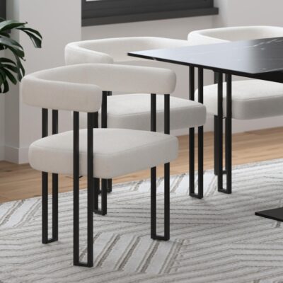 Alternative view of Scarlet Dining Chair, Set of 2 in Ivory Boucle and Black