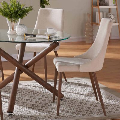 Alternative view of Cora Fabric Side Chair, Set of 2 in Beige and Walnut