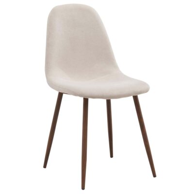 Lyna Side Chair, Set of 4 in Beige and Walnut
