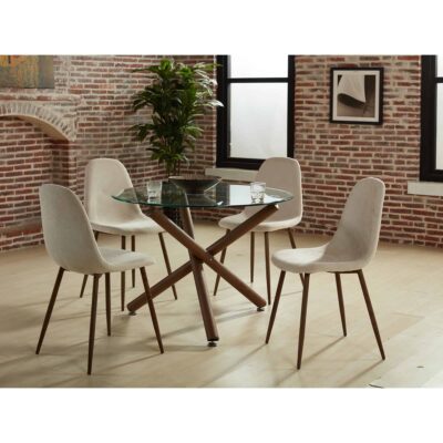 Alternative view of Lyna Side Chair, Set of 4 in Beige and Walnut