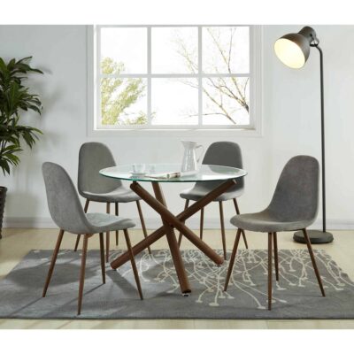 Alternative view of Lyna Side Chair, Set of 4 in Grey and Walnut