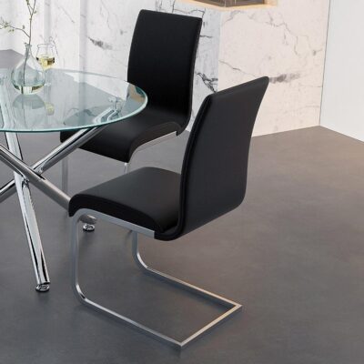 Alternative view of Maxim Side Chair, Set of 2 in Black and Chrome