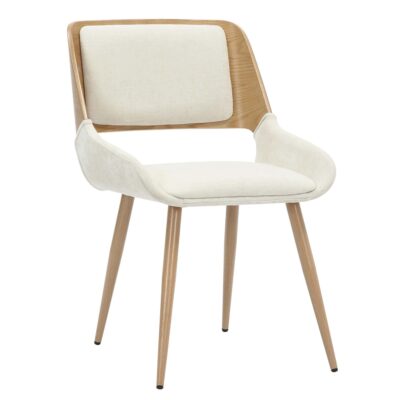Hudson Dining Chair in Beige Fabric and Natural