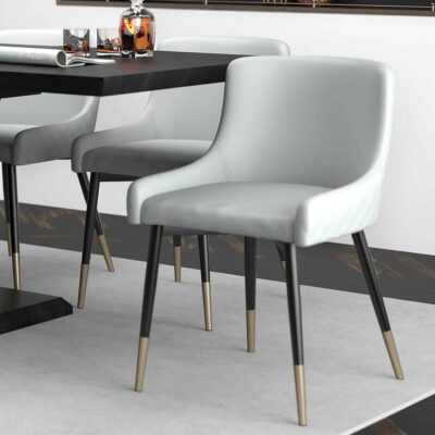 Alternative view of Xander Side Chair, Set of 2 in Light Grey and Black