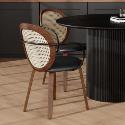 Alternative view of Orias Dining Chair, set of 2 in Walnut and Black