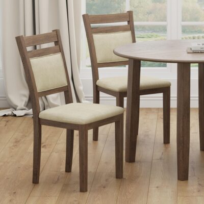 Alternative view of Conrad Dining Chair, Set of 2 in Walnut & Beige