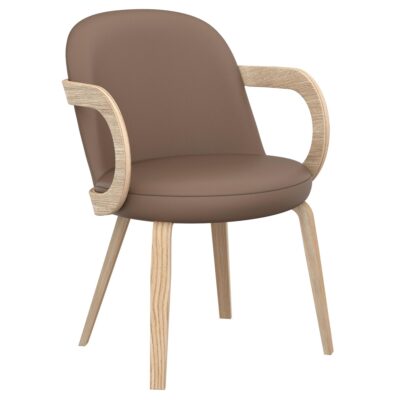 Celest Dining/Lounge Chair, Set of 2 in Dark Taupe and Natural